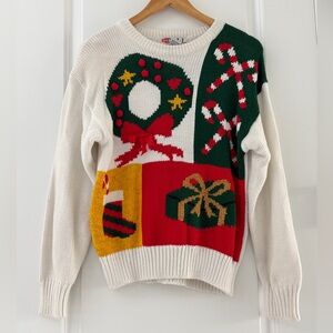 Vintage Ugly Christmas Holiday Sweater Women’s Festive Knit Pullover size L